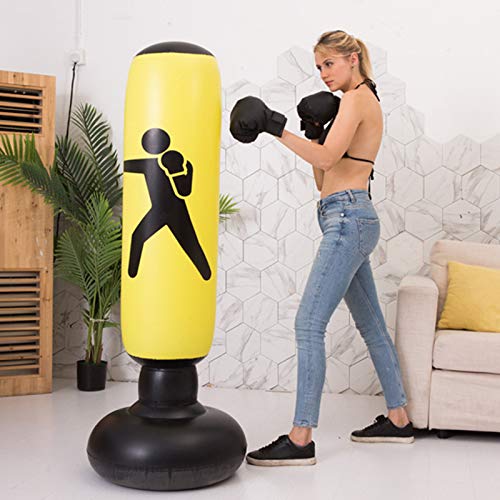 Yusea Saco de boxeo de pie libre, bolsa de entrenamiento pesado, boxeo, cardio kickboxing, entrenamiento para adultos Yusea Saco de boxeo de pie libre, bolsa de entrenamiento pesado, boxeo, cardio kickboxing, entrenamiento para adultos