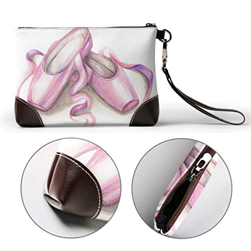 Yushg Bolso de embrague de cuero impermeable suave Zapatos de punta de ballet Bolsos de embrague casuales con cremallera para mujeres niñas