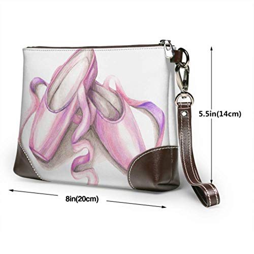 Yushg Bolso de embrague de cuero impermeable suave Zapatos de punta de ballet Bolsos de embrague casuales con cremallera para mujeres niñas