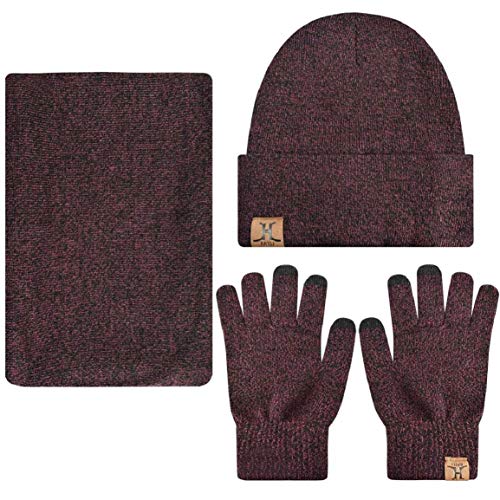 Yuson Girl Conjunto Set de Bufanda Gorro y Guantes de Punto Calentar Beanie Sombrero Gorras y Bufanda Tubular Cuello Suave Invierno para Hombre Mujer Corriendo Bici Excursionismo Deportes