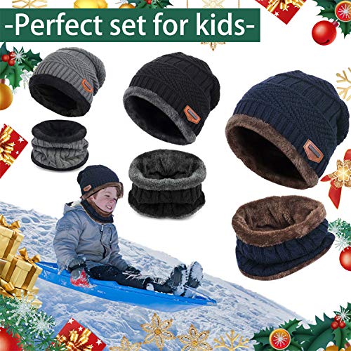 Yutdeng Bufanda Gorro Guantes Beanie Unisexo Niño Set de Bufanda Conjunto de Guantes Punto Sombreros Invierno Regalos Niño