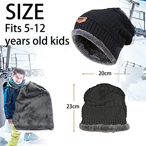 Yutdeng Bufanda Gorro Guantes Beanie Unisexo Niño Set de Bufanda Conjunto de Guantes Punto Sombreros Invierno Regalos Niño