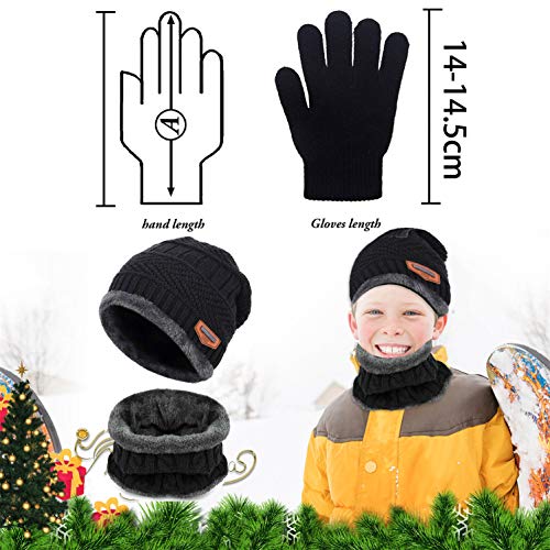 Yutdeng Bufanda Gorro Guantes Beanie Unisexo Niño Set de Bufanda Conjunto de Guantes Punto Sombreros Invierno Regalos Niño