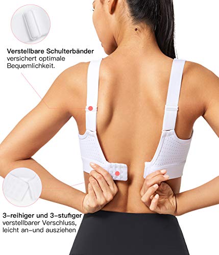 Yvette Sujetador Deportivo con Soporte Fuerte, Correas Ajustables, sin Espalda, Acolchado, corpiño para Fitness, Jogging, Yoga