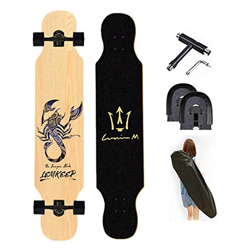 YVX Longboard monopatín Dancing Cruiser 42 x 9,6 Pulgadas monopatín para Adultos y Adolescentes de Cubierta Ancha monopatín Completo de Arce, n. ° 13