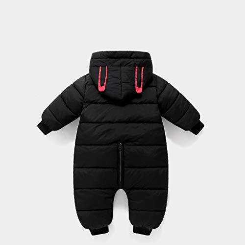 YWLINK 0-24 Meses Bebé Ropa Abrigada Mono De AlgodóN con Capucha Mameluco Grueso Chaqueta De Plumas Calidez Al Aire Libre A Prueba De Viento Abrigo Suave Ropa para Bebé(Negro,12-24 meses/100)