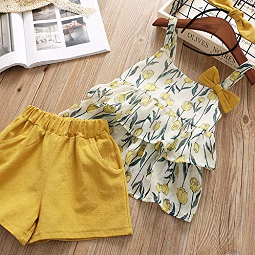 YWLINK 3PC Mezcla De Algodon Ropa De NiñOs Top Camisola Estampado TulipáN Camiseta+Pantalones Cortos De Color SóLido+Banda De Pelo Vestido De Fiesta(Amarillo,3-4 años/120) YWLINK 3PC Mezcla De Algodon Ropa De NiñOs Top Camisola Estampado TulipáN Camiseta+Pantalones Cortos De Color SóLido+Banda De Pelo Vestido De Fiesta(Amarillo,3-4 años/120)