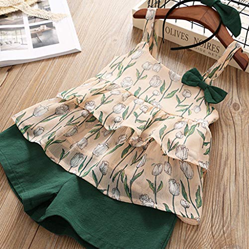 YWLINK 3PC Mezcla De Algodon Ropa De NiñOs Top Camisola Estampado TulipáN Camiseta+Pantalones Cortos De Color SóLido+Banda De Pelo Vestido De Fiesta(Verde,2-3 años/110) YWLINK 3PC Mezcla De Algodon Ropa De NiñOs Top Camisola Estampado TulipáN Camiseta+Pantalones Cortos De Color SóLido+Banda De Pelo Vestido De Fiesta(Verde,2-3 años/110)