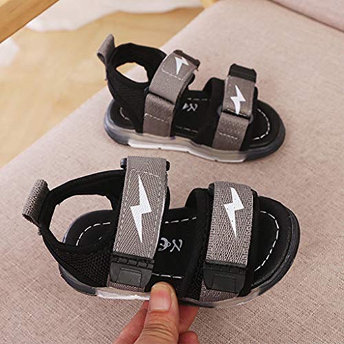 YWLINK Antideslizante Verano Fondo Blando CóModo El Comercio Exterior De NiñOs LED Luz Deportes Playa Zapatos Sandalias Luz Zapatos Rojo, Negro, Gris 21-30 Regalo