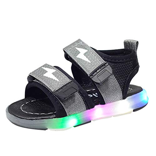 YWLINK Antideslizante Verano Fondo Blando CóModo El Comercio Exterior De NiñOs LED Luz Deportes Playa Zapatos Sandalias Luz Zapatos Rojo, Negro, Gris 21-30 Regalo