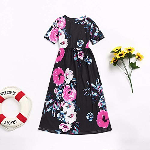 YWLINK Casual Vestido Largo De Boho De La ImpresióN NiñAs Manga Corta Verano Vestido Estampado Floral Fiesta1-10 AñOs De Edad La Moda Verano Vestido De Fiesta