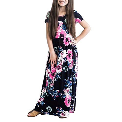 YWLINK Casual Vestido Largo De Boho De La ImpresióN NiñAs Manga Corta Verano Vestido Estampado Floral Fiesta1-10 AñOs De Edad La Moda Verano Vestido De Fiesta