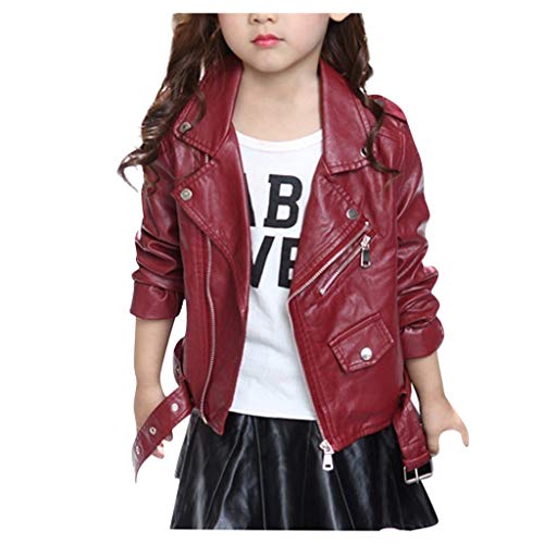 YWLINK Chaqueta De Cuero NiñA Color SóLido Chaqueta De Moto Abrigo con Cremallera Hebilla De CinturóN Abrigo Corto Casual De Moda Regalo De Fiesta De CumpleañOs Navidad Disfraz De NiñA De 3-13 AñOs YWLINK Chaqueta De Cuero NiñA Color SóLido Chaqueta De Moto Abrigo con Cremallera Hebilla De CinturóN Abrigo Corto Casual De Moda Regalo De Fiesta De CumpleañOs Navidad Disfraz De NiñA De 3-13 AñOs