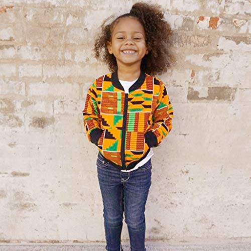 YWLINK Chaqueta NiñOs NiñA El Estilo Nacional Africano De Manga Larga No Localiza La Chaqueta Estampada A Prueba De Viento Chaqueta Casual Abrigo OtoñO Diario/Fiesta Ropa(Amarillo,18-24 meses/100)