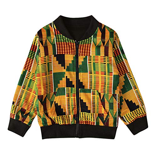 YWLINK Chaqueta NiñOs NiñA El Estilo Nacional Africano De Manga Larga No Localiza La Chaqueta Estampada A Prueba De Viento Chaqueta Casual Abrigo OtoñO Diario/Fiesta Ropa(Amarillo,18-24 meses/100)