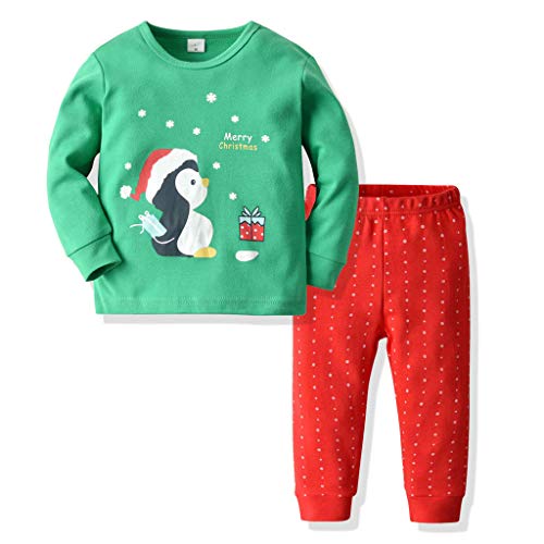 YWLINK Conjunto De Pijama OtoñO E Invierno De Manga Larga NiñOs Y NiñAs Camiseta De Alces De áRbol De Navidad+Pantalones A Rayas Mezcla De AlgodóN Ropa Casual Regalo De CumpleañOs Vestido Festivo