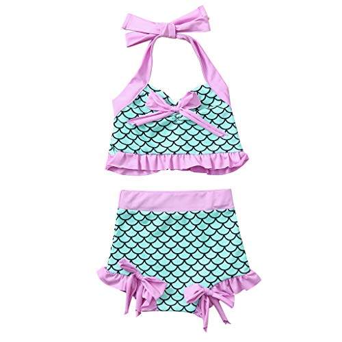 YWLINK Conjuntos NiñA,BañAdor con Estampado De Peces De Moda De Verano Buena Personalidad Piscina, Playa Fiesta Conjunto De Bikini(Verde,5-6 años/120)