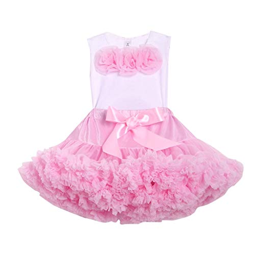 YWLINK Falda Ballet NiñA Vestido De Princesa Casual Sin Mangas con Lazo De Verano Disfraz De Rendimiento Grupal Bautismo Fiesta De Carnaval Regalo De CumpleañOs Falda Tutu(Rosado,XXL)