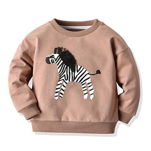 YWLINK Jersey Bebe NiñO Sudadera Animal De Dibujos Animados Cebra Camisa Tops tee Ropa Manga Larga SuéTer para NiñOs Ropa Deportiva Informal Lindo Chaqueta TéRmica OtoñO Nueva(Caqui,2-3 años/90)