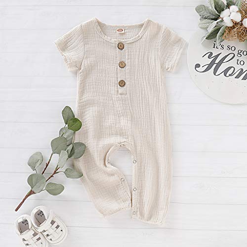 YWLINK Mono ReciéN Nacido Manga Corta De Verano Mono De Mameluco Plisado Color Liso Mezcla De AlgodóN Ocio Y Confort Vestido De Fiesta Primer Regalo De CumpleañOs Retro Ropa(Blanco,6-12 meses/80)