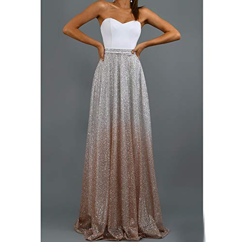 YWLINK Mujeres Vestido Elegante del Partido Moda Sin Mangas Sin Tirantes Atractivo Blanco Vestido De Fiesta De Coctel Slim Fit Lentejuelas Vestido De Novia Falda(Blanco,XL) YWLINK Mujeres Vestido Elegante del Partido Moda Sin Mangas Sin Tirantes Atractivo Blanco Vestido De Fiesta De Coctel Slim Fit Lentejuelas Vestido De Novia Falda(Blanco,XL)