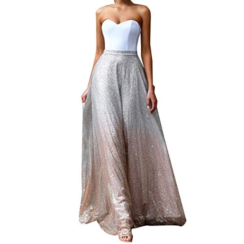 YWLINK Mujeres Vestido Elegante del Partido Moda Sin Mangas Sin Tirantes Atractivo Blanco Vestido De Fiesta De Coctel Slim Fit Lentejuelas Vestido De Novia Falda(Blanco,XL) YWLINK Mujeres Vestido Elegante del Partido Moda Sin Mangas Sin Tirantes Atractivo Blanco Vestido De Fiesta De Coctel Slim Fit Lentejuelas Vestido De Novia Falda(Blanco,XL)
