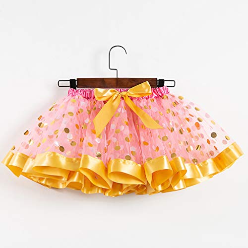 YWLINK NiñAs Lunares Impresos Arco Tutu De Malla Ballet Traje Vestido De Fiesta De Carnaval Navidad Falda De Baile Falda Princesa 2-11 AñOs(Rosado,9-11 años/L)