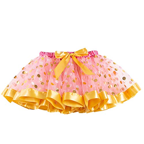 YWLINK NiñAs Lunares Impresos Arco Tutu De Malla Ballet Traje Vestido De Fiesta De Carnaval Navidad Falda De Baile Falda Princesa 2-11 AñOs(Rosado,9-11 años/L)