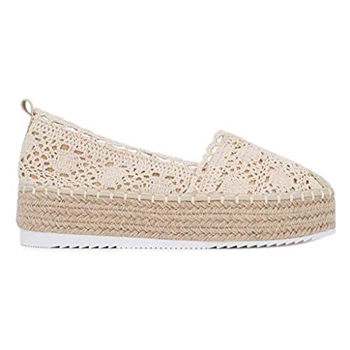 YWLINK Plataforma Hueca para Mujer Zapatos Casuales Color SóLido Transpirable CuñA Alpargatas Antideslizante CóModo Zapatos Romanos Bohemia TamañO Grande Fiesta Deportes Al Aire Libre(Beige,40EU)