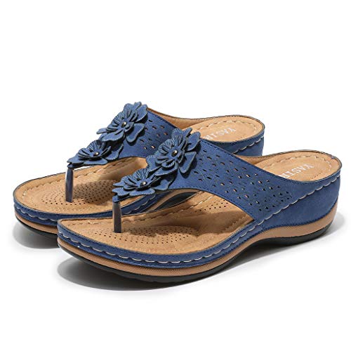 YWLINK Sandalias De CuñA para Mujer Ahuecar Flores Chanclas De Playa Bohemia Verano Sandalias Planas De Gran TamañO Zapatillas Antideslizantes(Azul,40EU) YWLINK Sandalias De CuñA para Mujer Ahuecar Flores Chanclas De Playa Bohemia Verano Sandalias Planas De Gran TamañO Zapatillas Antideslizantes(Azul,40EU)