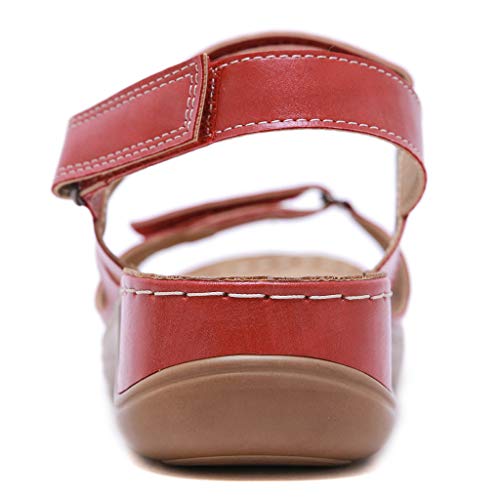 YWLINK Sandalias De Talla Grande para Mujer Zapatos De Playa con Punta Abierta De Verano Sandalias Deportivas Antideslizantes Fondo Plano Zapatillas Casual(Rojo,39EU)