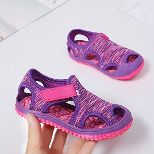 YWLINK Sandalias De Verano para NiñOs Estampado De Camuflaje A Rayas Sandalias Deportivas De Punta Casual Zapatillas De Playa Antideslizantes Ahuecar Transpirable Zapatos De Agujero