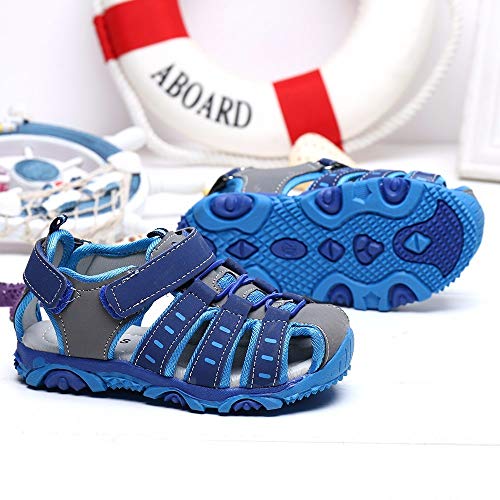 YWLINK Sandalias Deportivas NiñOs Zapatos para NiñOs Punta Cerrada Verano Playa Sandalias Zapatos,Zapatillas Antideslizante Fondo Blando Casuales(Azul,28EU)