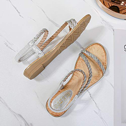 YWLINK Sandalias Planas para Mujer Zapatillas De Playa con Punta Abierta De Diamantes De ImitacióN De Verano Sandalias Casuales De Gran TamañO Antideslizantes(Plata,40EU) YWLINK Sandalias Planas para Mujer Zapatillas De Playa con Punta Abierta De Diamantes De ImitacióN De Verano Sandalias Casuales De Gran TamañO Antideslizantes(Plata,40EU)