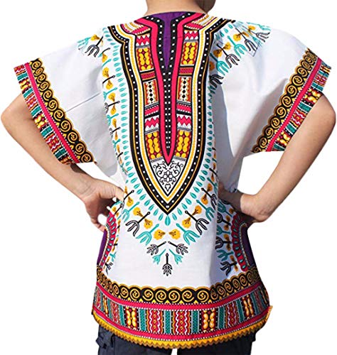 YWLINK T Shirt Manga Corta Tops De Camiseta De Estilo éTnico De Estilo Africano Masculino Y Femenino Mezcla De AlgodóN CóModo Fiesta,Rosa Caliente, Verde, Azul, PúRpura, Beige, Blanco, Naranja