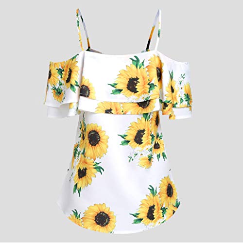 YWLINK Verano Ropa De Mujer De Gran TamañO Moda Girasol Impreso Camis Manga Corta Volantes FríO Hombro Blusa Elegante Vacaciones En La Playa Fiesta Vestido Azul, Blanco, Rosa S-XXXL YWLINK Verano Ropa De Mujer De Gran TamañO Moda Girasol Impreso Camis Manga Corta Volantes FríO Hombro Blusa Elegante Vacaciones En La Playa Fiesta Vestido Azul, Blanco, Rosa S-XXXL