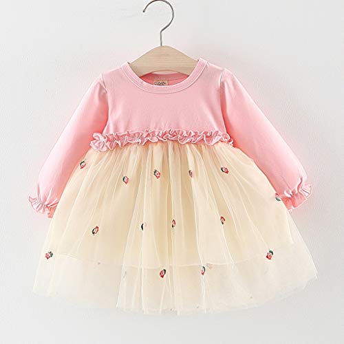 YWLINK Vestido De Fiesta De La Princesa del Tutú del Remiendo del Tul De Los NiñAs Moda Linda Vestido De Noche Bautizo Bebe Regalo Vestido De Novia Disfraz De Danza Ropa(W-Rosado,18-24 meses/100)