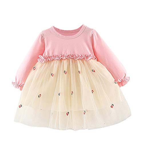 YWLINK Vestido De Fiesta De La Princesa del Tutú del Remiendo del Tul De Los NiñAs Moda Linda Vestido De Noche Bautizo Bebe Regalo Vestido De Novia Disfraz De Danza Ropa(W-Rosado,18-24 meses/100)