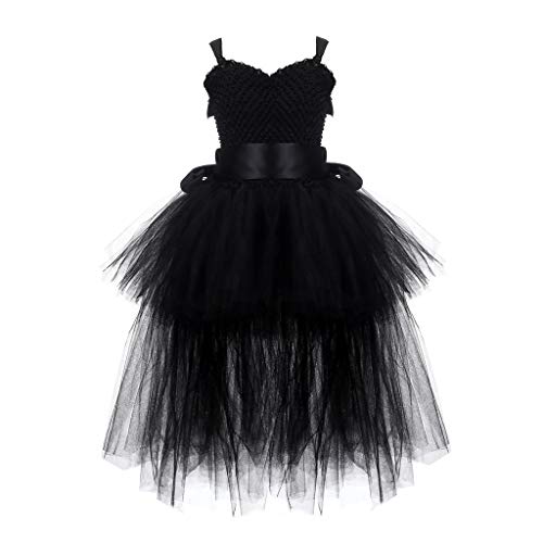 YWLINK Vestido De Princesa De Navidad Halloween NiñAs Falda De Ballet Honda Tutu De Gasa Esmoquin EspectáCulo De Danza Rendimiento Regalo Fiesta Falda De Baile(Negro,7-9 años)