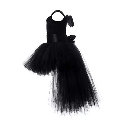 YWLINK Vestido De Princesa De Navidad Halloween NiñAs Falda De Ballet Honda Tutu De Gasa Esmoquin EspectáCulo De Danza Rendimiento Regalo Fiesta Falda De Baile(Negro,7-9 años)