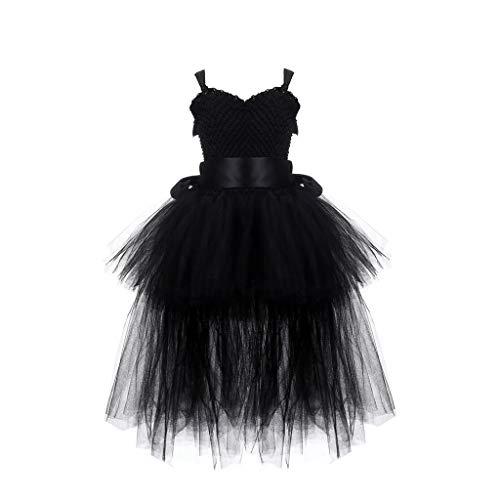 YWLINK Vestido De Princesa De Navidad Halloween NiñAs Falda De Ballet Honda Tutu De Gasa Esmoquin EspectáCulo De Danza Rendimiento Regalo Fiesta Falda De Baile(Negro,7-9 años)