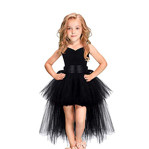 YWLINK Vestido De Princesa De Navidad Halloween NiñAs Falda De Ballet Honda Tutu De Gasa Esmoquin EspectáCulo De Danza Rendimiento Regalo Fiesta Falda De Baile(Negro,7-9 años)