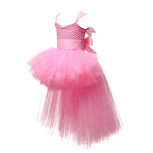 YWLINK Vestido De Princesa De Navidad Halloween NiñAs Falda De Ballet Honda Tutu De Gasa Esmoquin EspectáCulo De Danza Rendimiento Regalo Fiesta Falda De Baile(Rosado,5-6 años)