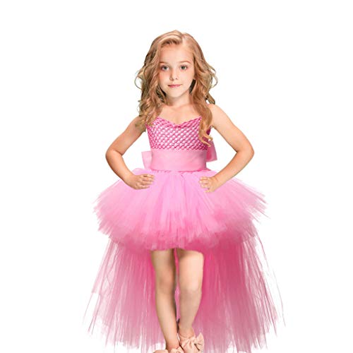 YWLINK Vestido De Princesa De Navidad Halloween NiñAs Falda De Ballet Honda Tutu De Gasa Esmoquin EspectáCulo De Danza Rendimiento Regalo Fiesta Falda De Baile(Rosado,5-6 años)