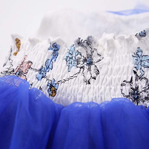 YWLINK Vestido NiñAs Manga del Vuelo De La Flor De Empalme De Malla Falda Larga Cos Traje Vestido Princesa Baile Fiesta Falda Coctel Rendimiento Carnaval,Vestido Flores La Boda(Azul,6-12 meses/80)