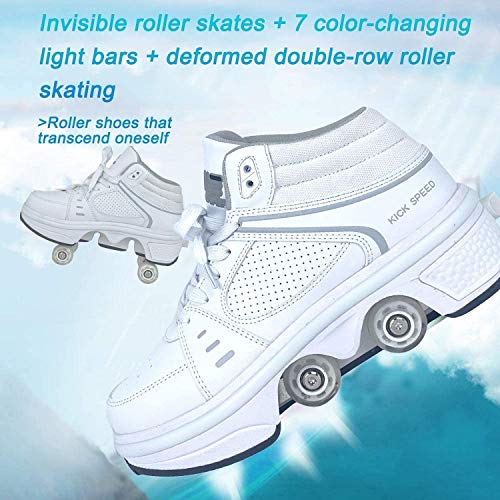 YXIAOL Zapatos para Patines, Zapatos Multiusos 2 En 1, Patines De Línea LED, con Deformación Patinaje sobre Ruedas Multifuncional Calzado Deportivo para Exteriores para Adultos,EU40/UK6