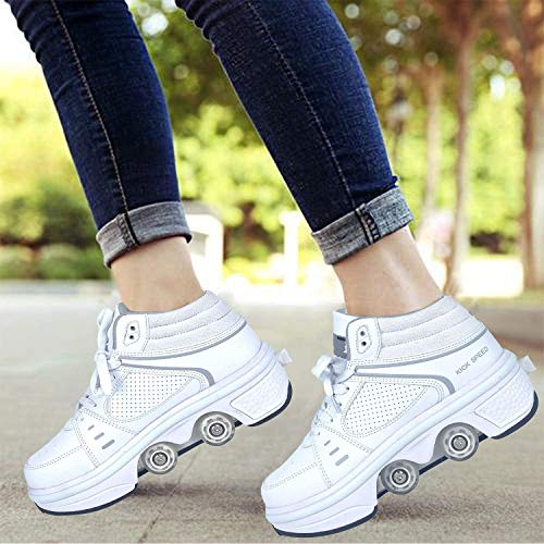 YXIAOL Zapatos para Patines, Zapatos Multiusos 2 En 1, Patines De Línea LED, con Deformación Patinaje sobre Ruedas Multifuncional Calzado Deportivo para Exteriores para Adultos,EU40/UK6