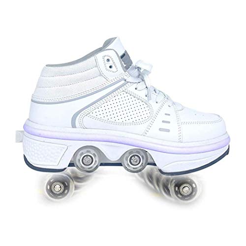 YXIAOL Zapatos para Patines, Zapatos Multiusos 2 En 1, Patines De Línea LED, con Deformación Patinaje sobre Ruedas Multifuncional Calzado Deportivo para Exteriores para Adultos,EU40/UK6