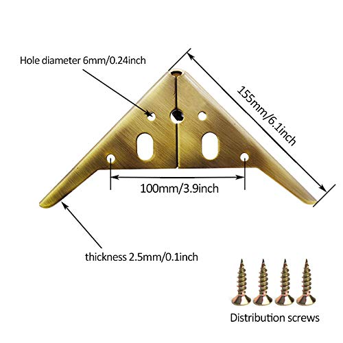 YXW Juego de 4 Modernas Metal Triangulares Patas para Muebles, para Sofá Baño Mesita Patas de Mesa, con Tornillos, Oro Rosa, Color de Grano de Madera, 15 cm de Carga 200 kg