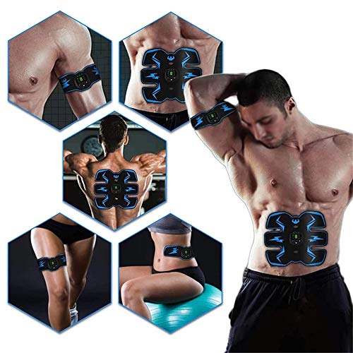 YYDM Abdominal Entrenador De Estimulación Muscular, El EMS Estimulador Muscular, Quemar Grasa para Aumentar Los Músculos, Abdominal Brazo/Espalda/Entrenamiento De Los Músculos De La Pierna,Azul